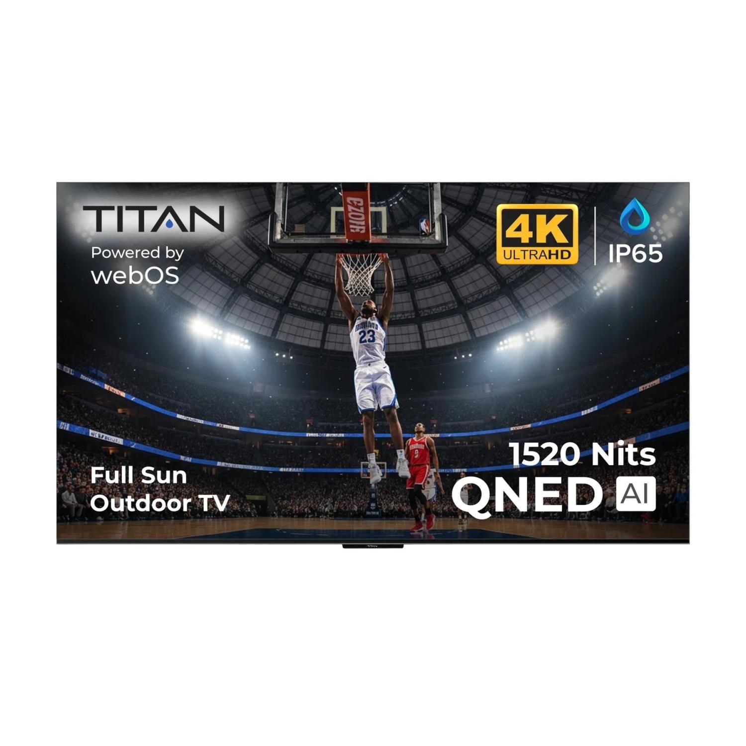 Titan L300-QNED-075 L300 Series 75-in Full Sun w/ Premium TV Cover & Roku Stick 4K QNED Smart Outdoor TV  - Display - White Background thumbnail