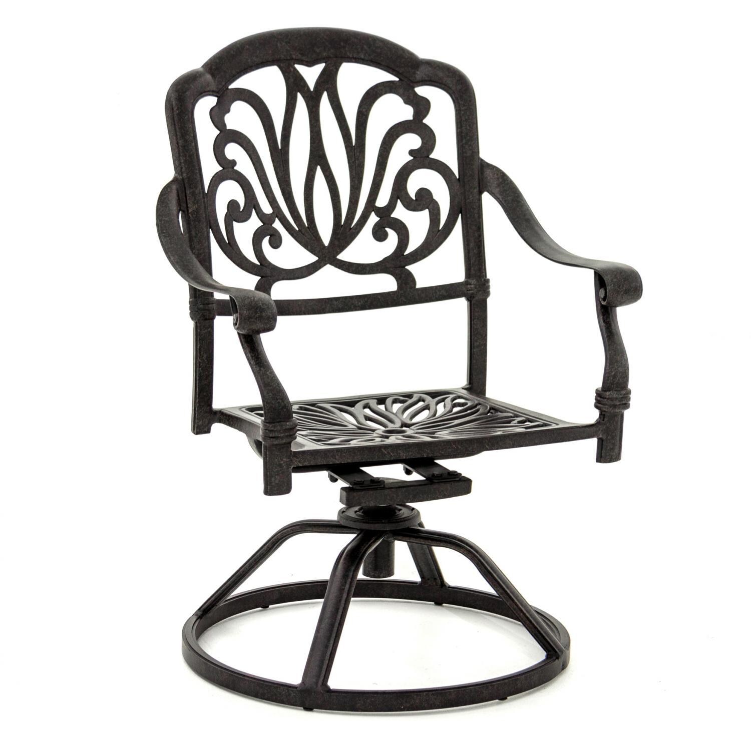 Rosedown Cast Aluminum Patio Swivel Rocker Dining Chair - Top View Without Cushion thumbnail
