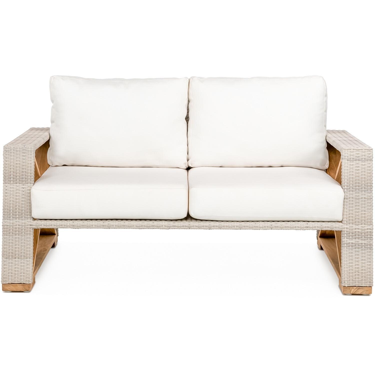 Caicos Loveseat in Natural By Teak + Table