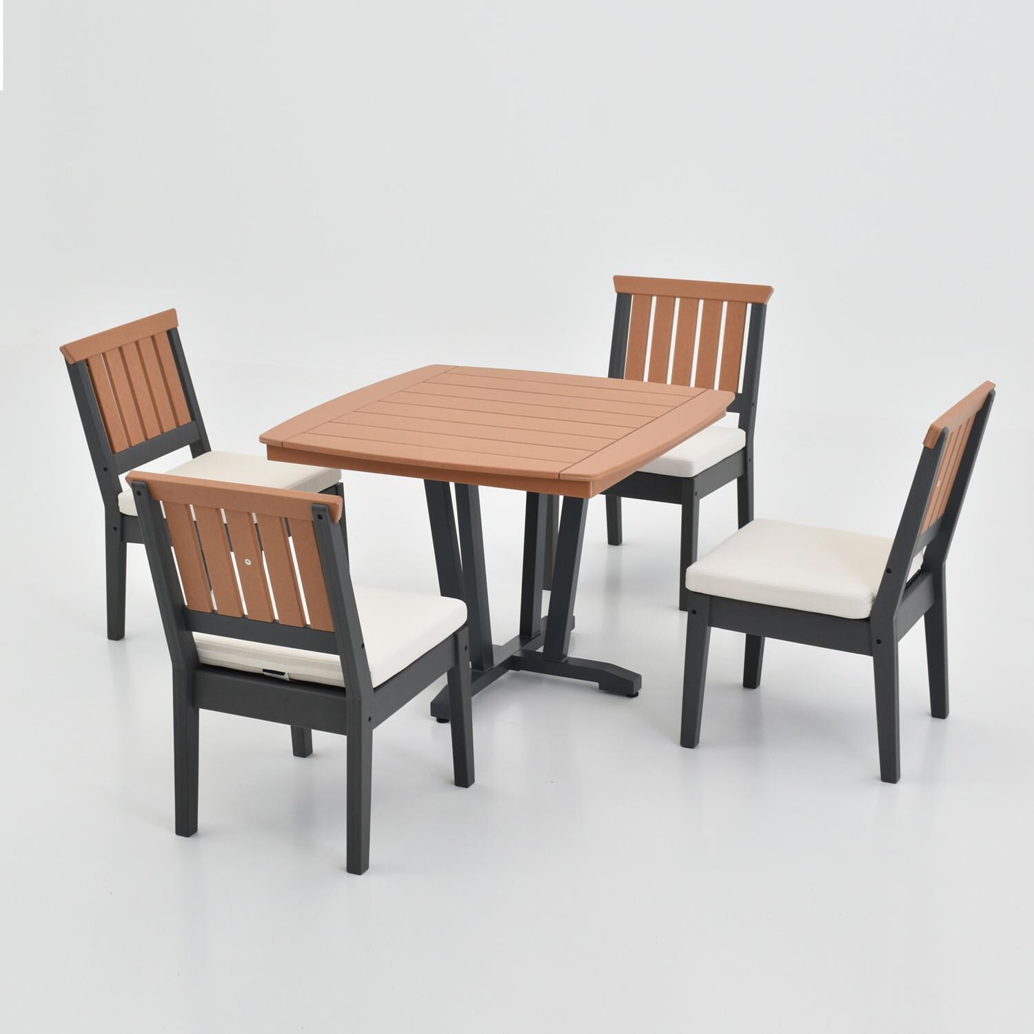 Lakeview Outdoor Designs LV-257-5SC Sabine Landing 5 Pc Polyresin Dining Set w/ Armless Chairs in Gray - Set - White Background thumbnail