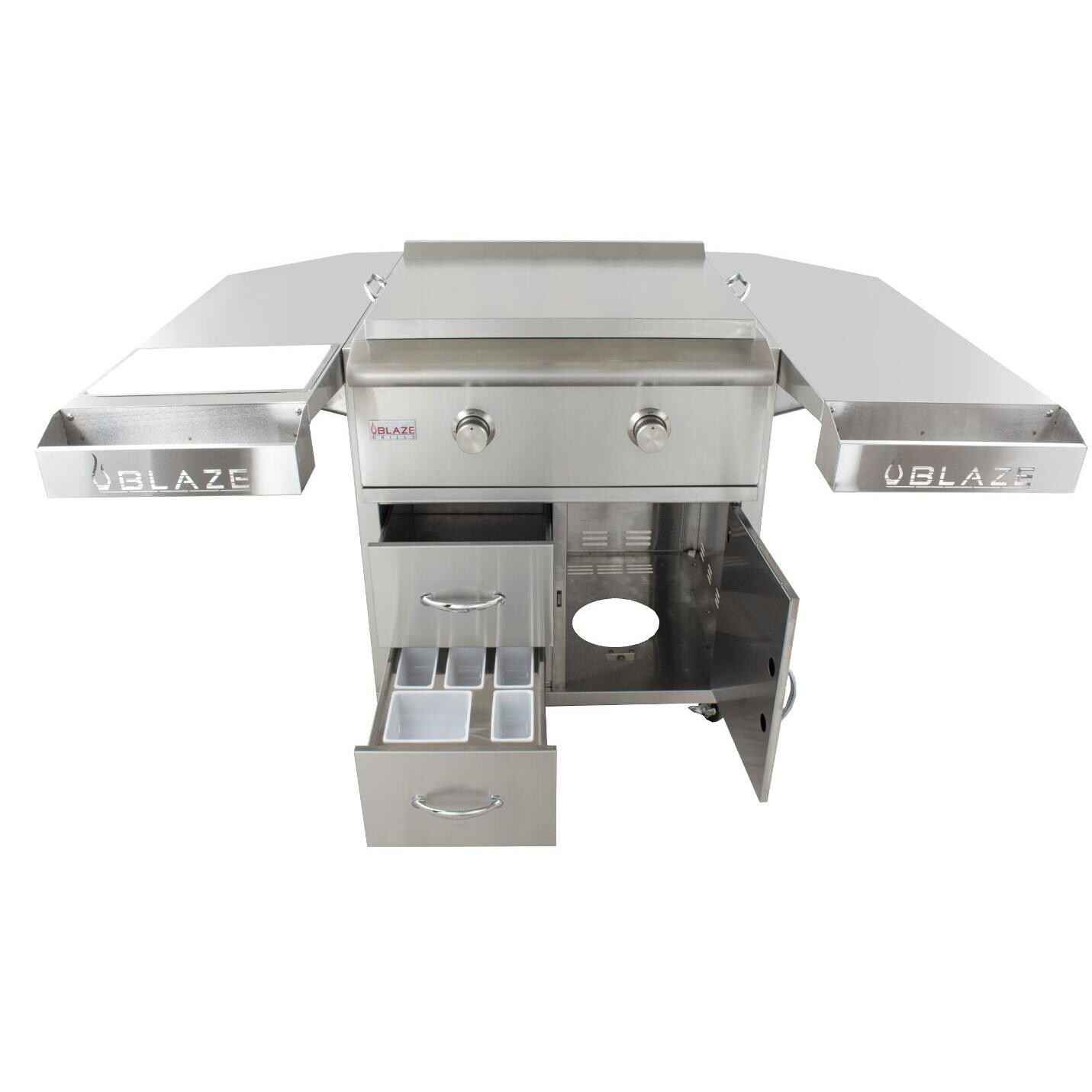 Blaze 30-Inch Natural Gas Griddle On Deluxe Cart - Open View thumbnail