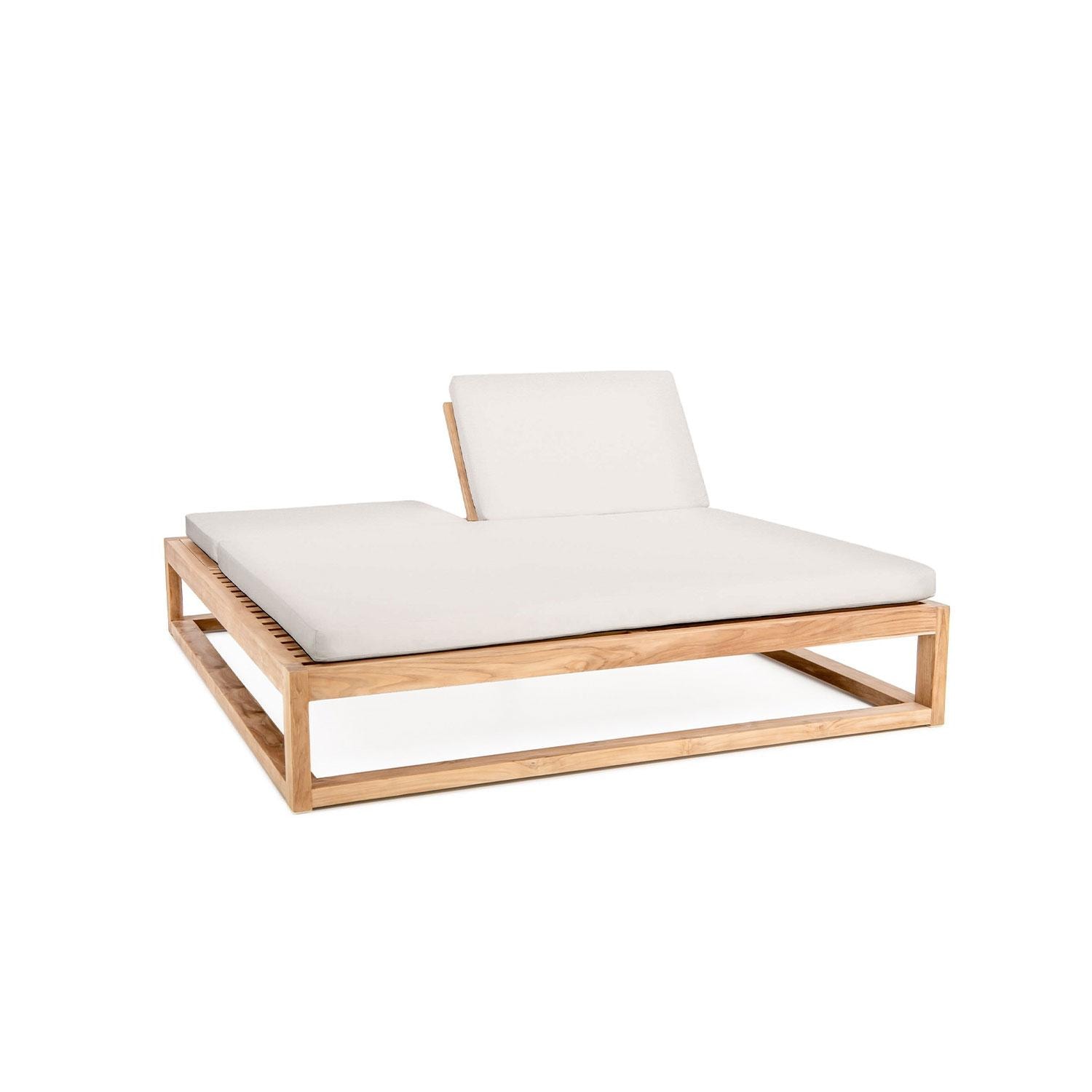 Scape Key Teak 2 Person Double Chaise Lounge in Silver by Lakeview Outdoor Designs