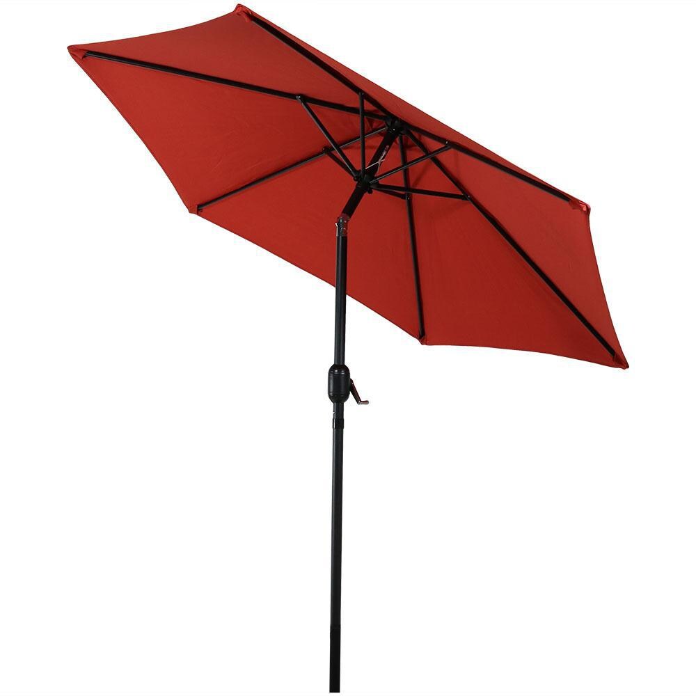 Ultimate Patio 7.5 Ft. Octagonal Aluminum Patio Umbrella W/ Crank & Tilt - Burnt Orange - Tilted thumbnail