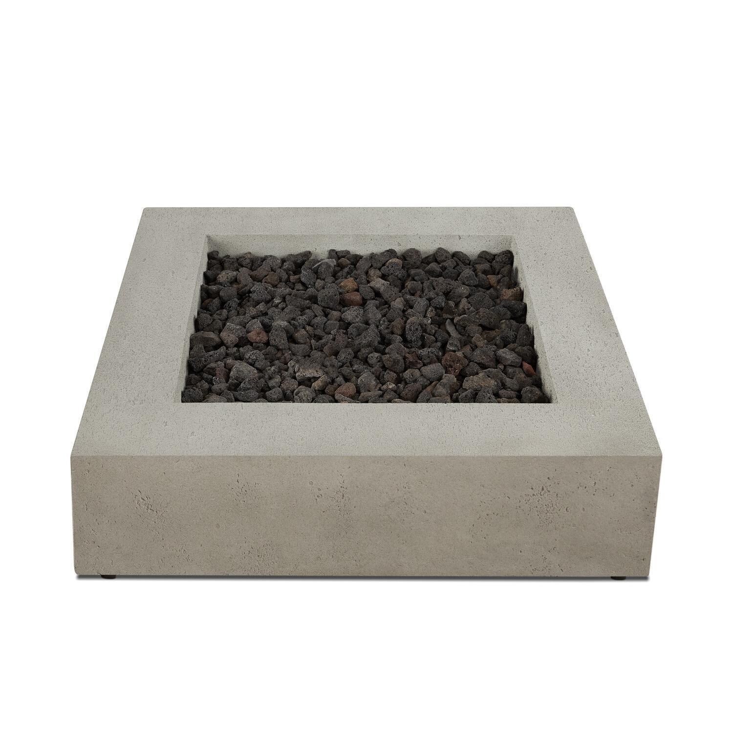 Hillview Bay 2714LP-FLNT 42 Inch Square Glass Fiber Reinforced Concrete Propane Fire Pit Table in Flint by BBQGuys Signature - Top View - White Background thumbnail