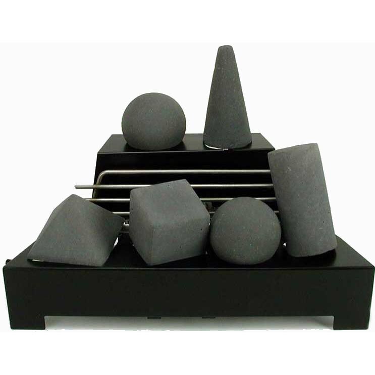 Rasmussen 20-Inch Dark Gray ALTERNA See-Thru FireShape Set With Vent Free Propane Black Chassis Burner - Variable Flame Remote