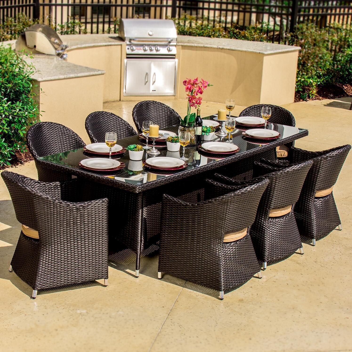 Providence 9 Piece Resin Wicker Patio Dining Set By Lakeview Outdoor Providence 9 Piece Resin Wicker Patio Dining Set By Lakeview Outdoor Designs