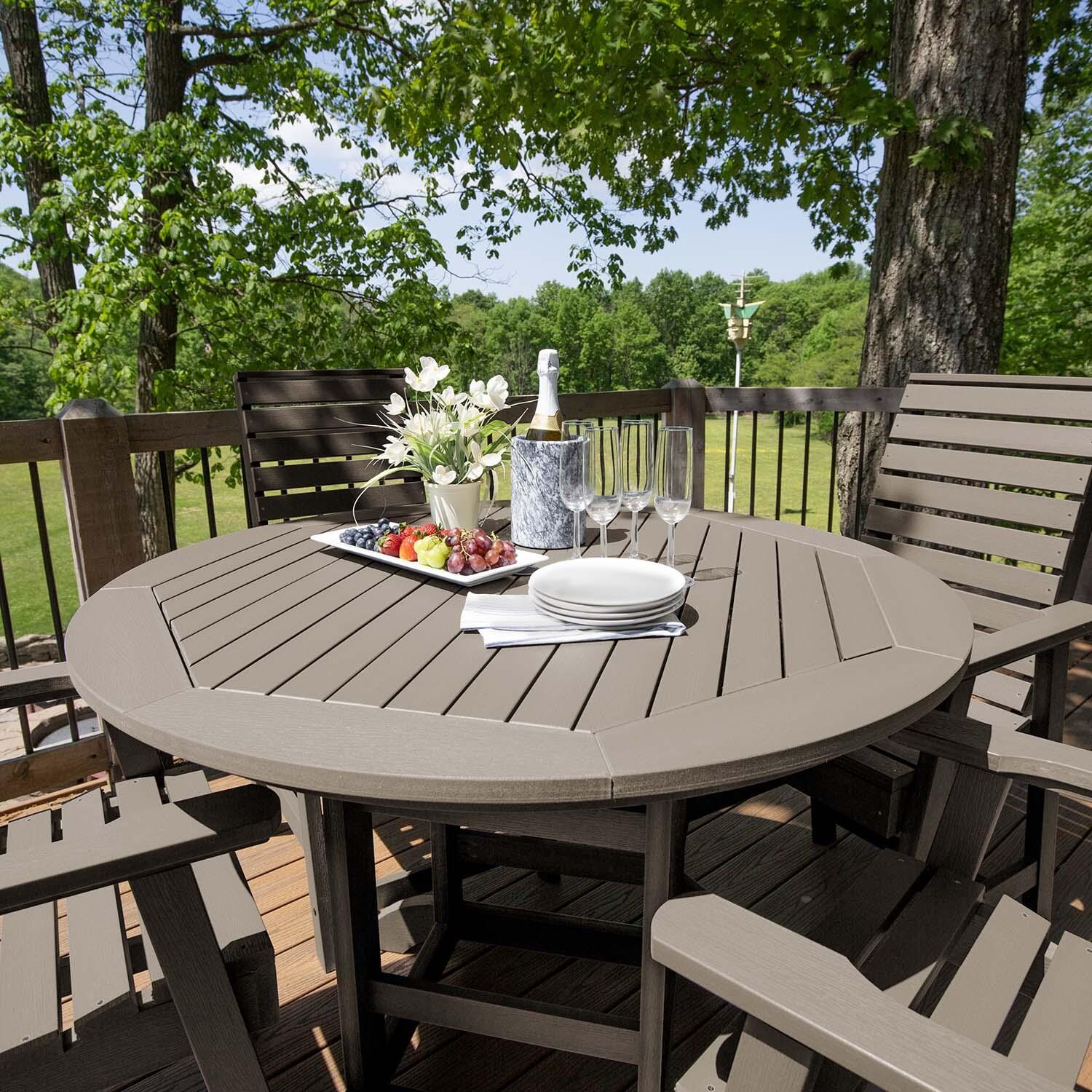 Elm Pointe 5 Pc Set Recycled Plastic Counter Height Dining Set In Woodland Brown By Lakeview - Detail thumbnail