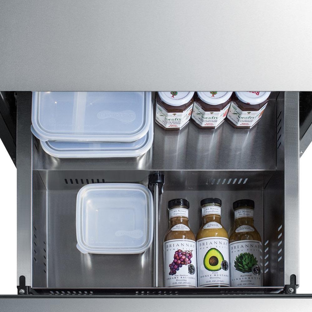 Summit ADRD25OS 24-Inch 4.8 Cu. Ft. ADA Compliant Outdoor Double Drawer Compact Refrigerator - Bottom Drawer w/ Divider thumbnail