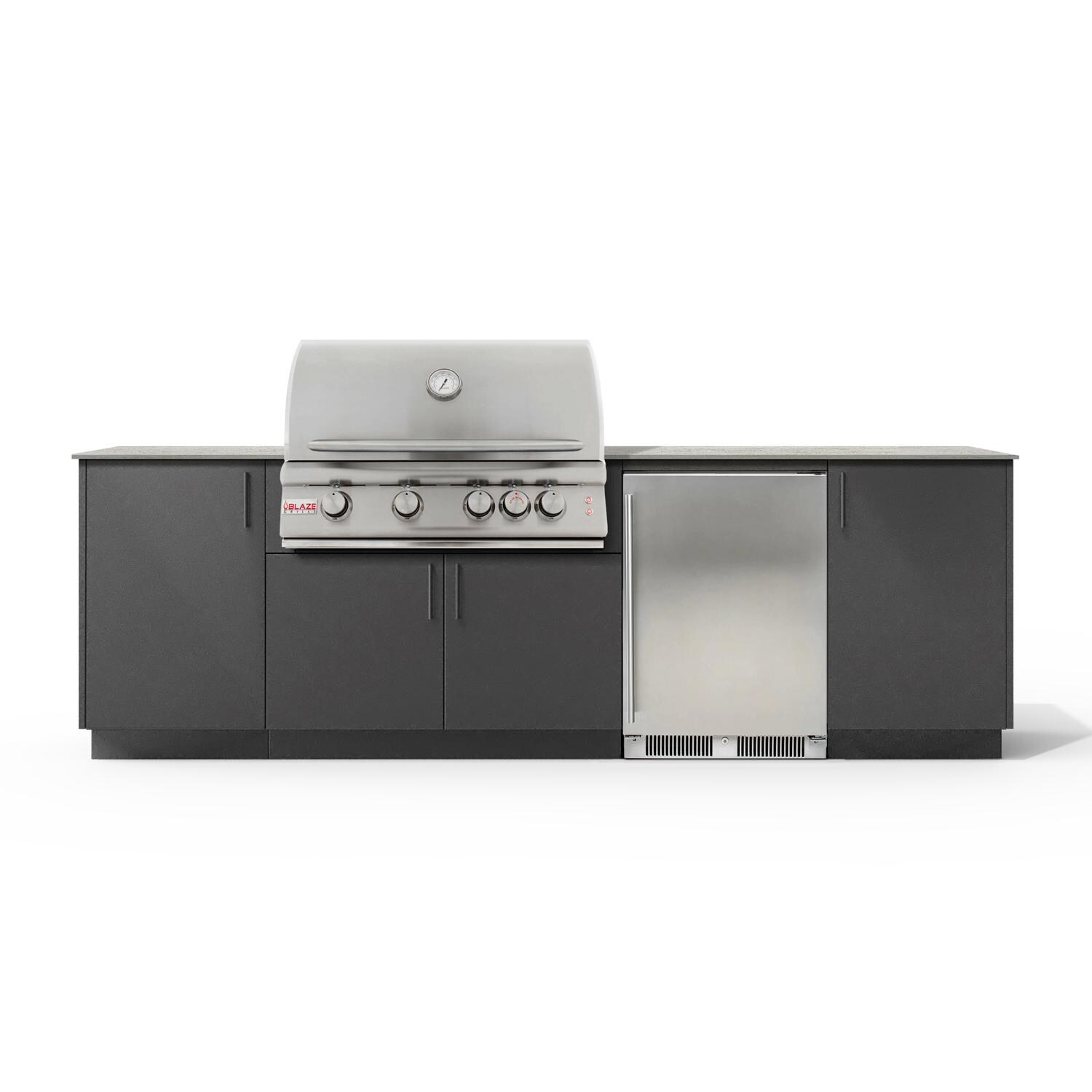 Urban Bonfire Horizon 32 Outdoor Kitchen w/ Blaze LTE Propane Grill, Refrigerator, Keon Dekton Countertop & Anthracite Finish - B-Horizon-32-Blaze-Keon-Anthracite