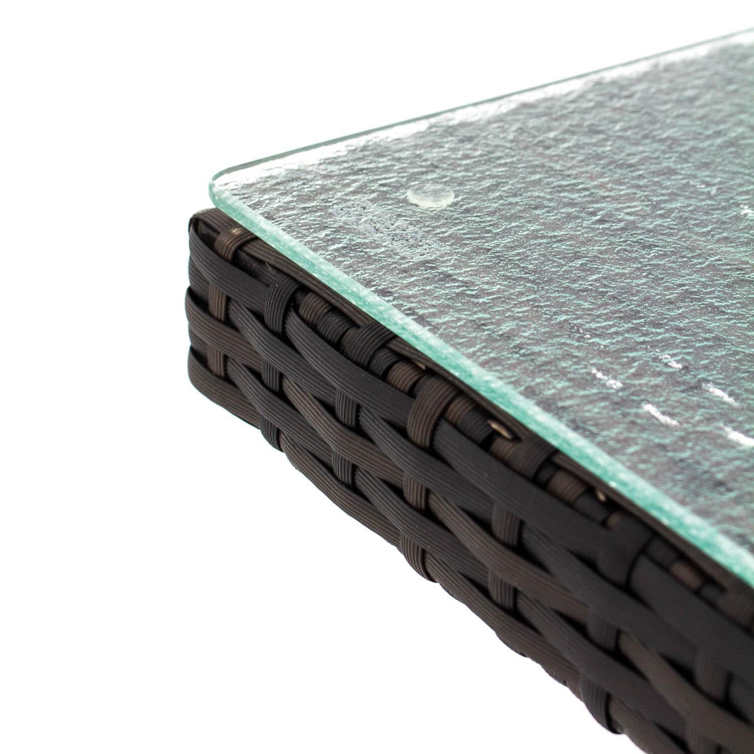 Gentilly 32-Inch Square Wicker Patio Dining Table - Corner Detail thumbnail