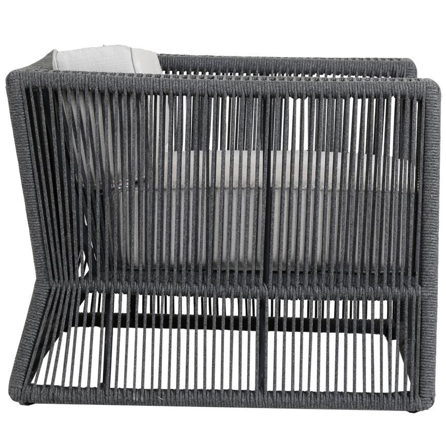 Milano Aluminum And Woven Rope Patio Club Chair - Side View - White Background thumbnail