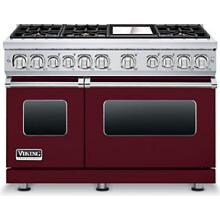 Viking Professional 7 Series 48-Inch 6 Burner Natural Gas Dual Fuel Range With Griddle - Burgundy - VDR7486GBU image
