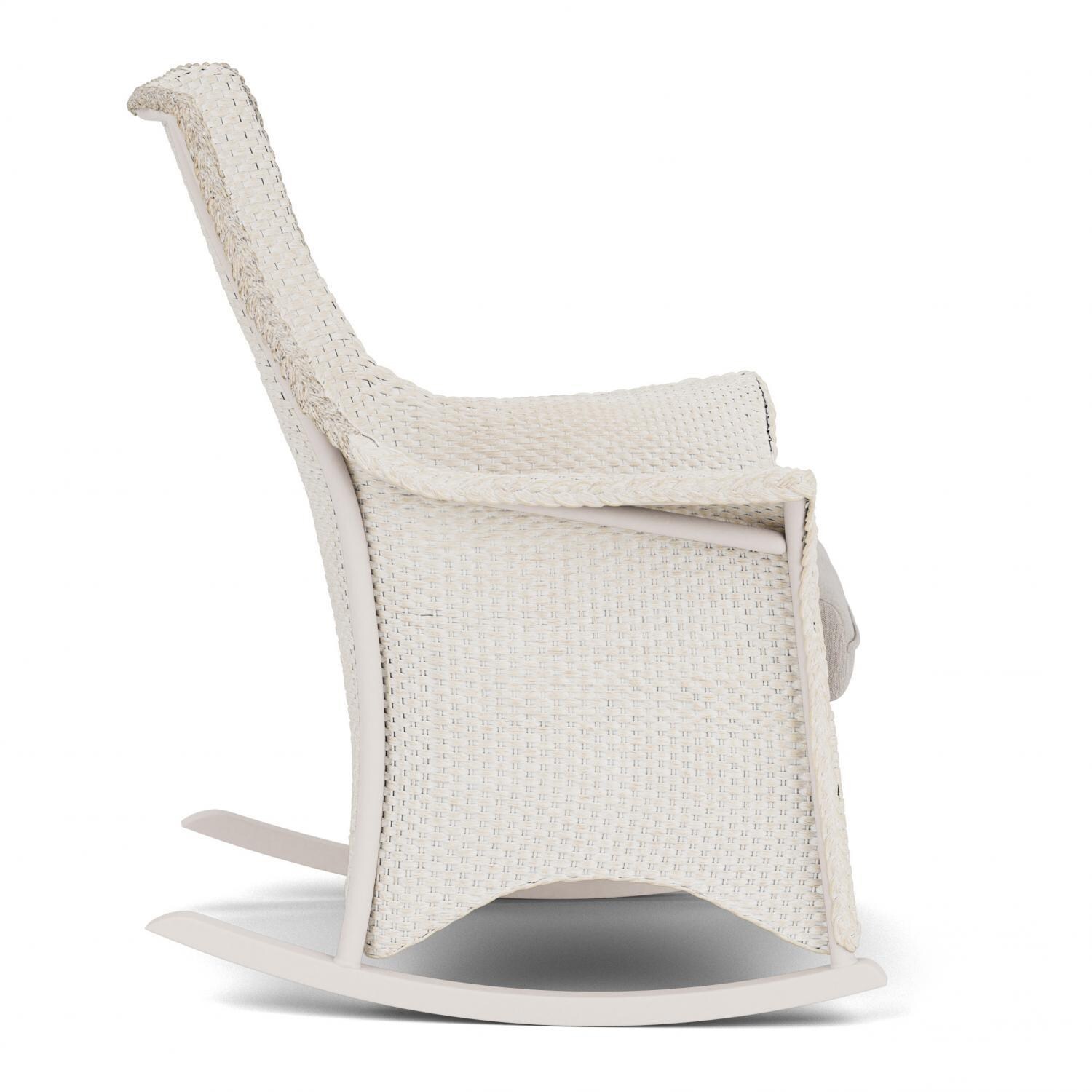 Lloyd Flanders Mandalay Porch Rocker in Antique White Finish with Remy Cloud Fabric - Side thumbnail