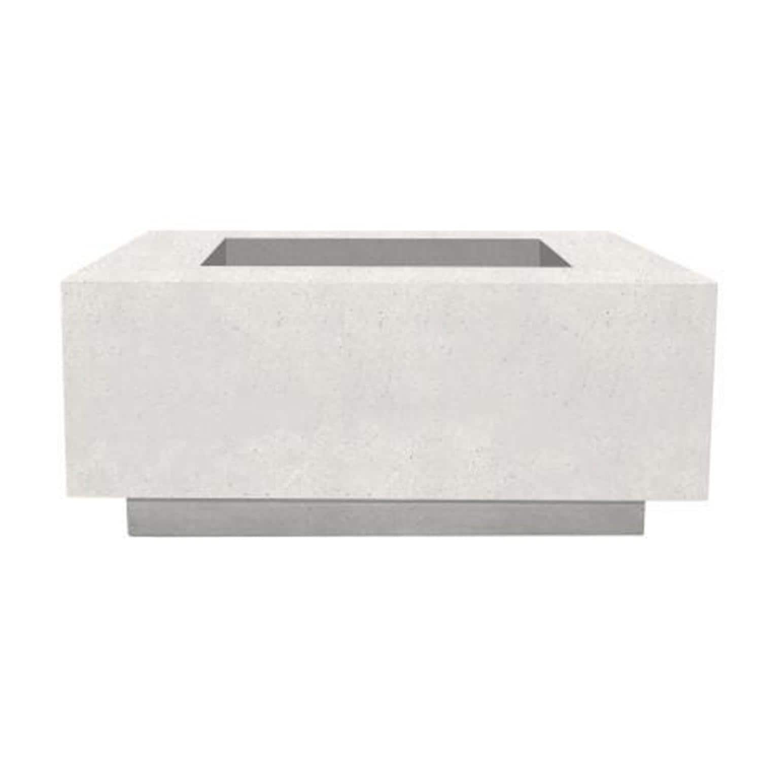 Tavola 42 Inch Square Glass Fiber Reinforced Concrete Natural Gas Fire Pit Table in Ultra White by Prism Hardscapes - White Background thumbnail