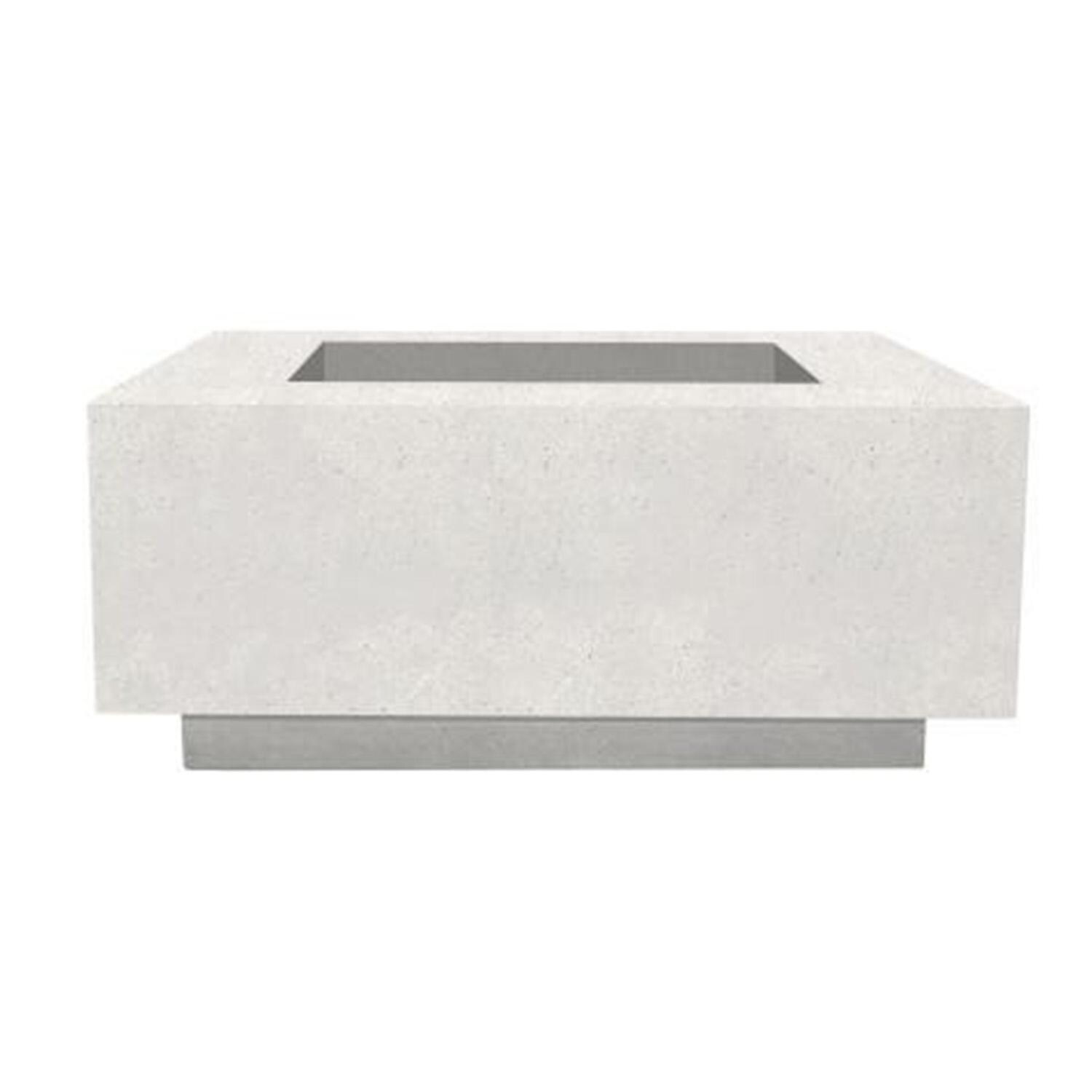 Tavola 42 Inch Square Glass Fiber Reinforced Concrete Natural Gas Fire Pit Table in Ultra White by Prism Hardscapes - White Background thumbnail
