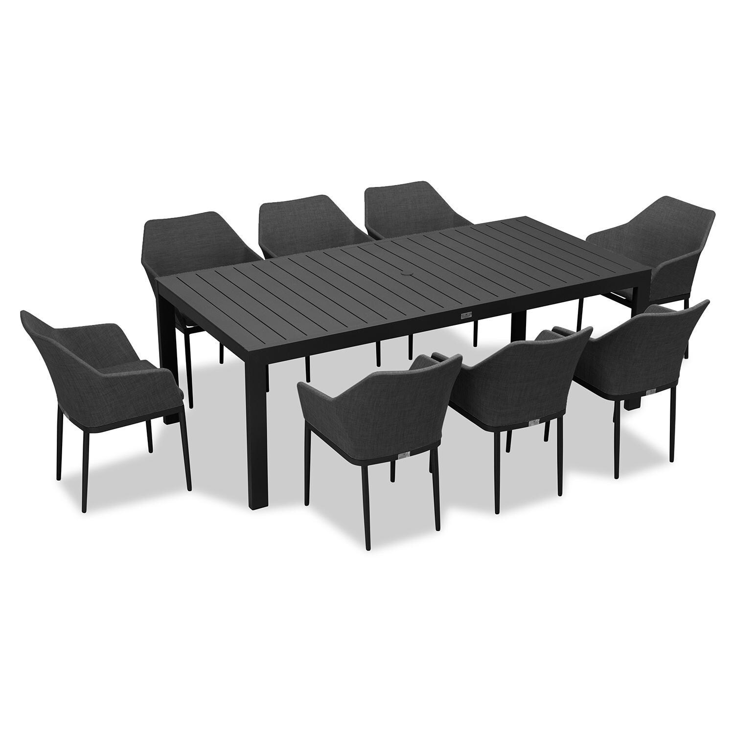 Starlook Bay 8 Seat Rectangular Dining Table in Black by Lakeview - Top View - White Background thumbnail