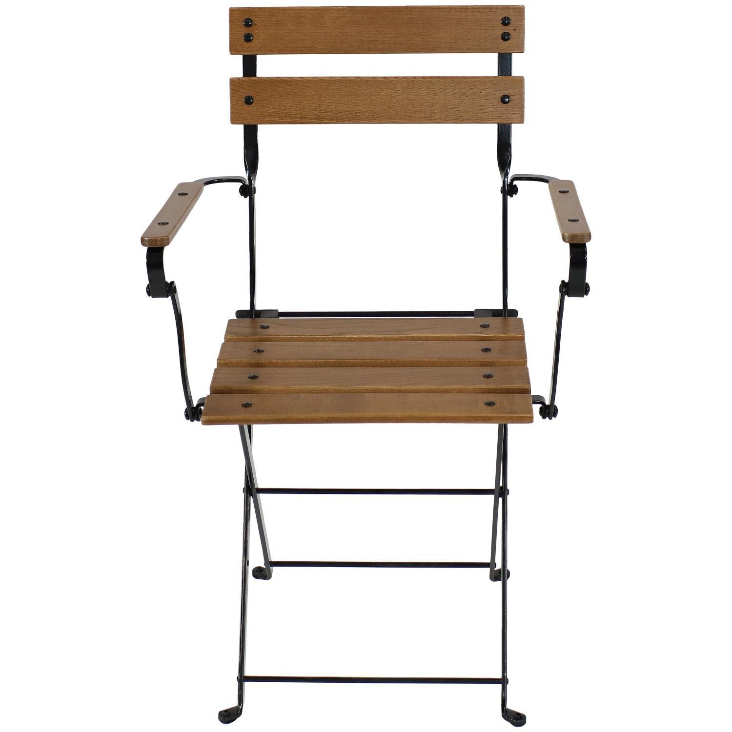 Ultimate Patio Basic European 4-Piece Chestnut Folding Bistro Chair Set - Chair Front View thumbnail