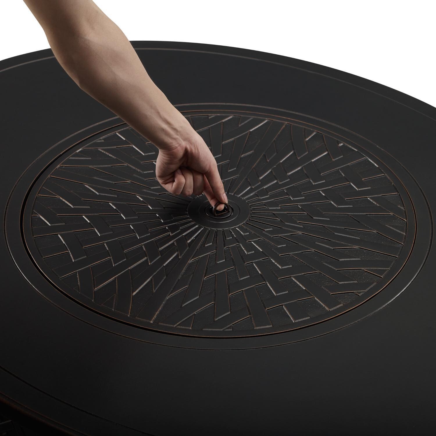 Ultimate Patio 63222-NG Palm Way 48-Inch Oval Aluminum Natural Gas Fire Pit - Cover Handle thumbnail