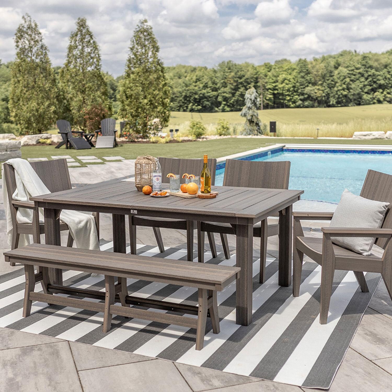 Homestead 6 Pc Recycled Plastic Rectangular Dining Set in Coastal Grey by Berlin Gardens