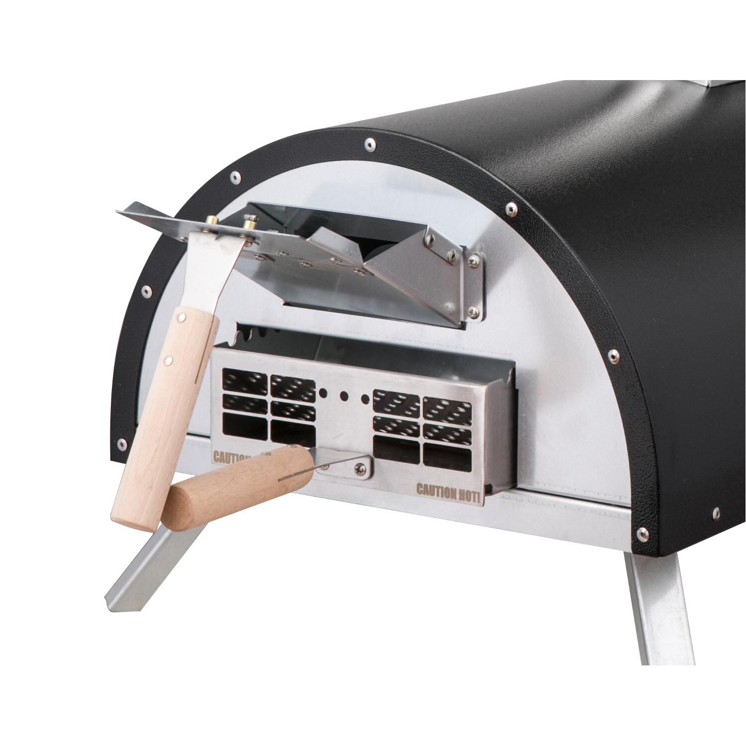 WPPO Le Peppe Portable Black Wood Fired Pizza Oven with Peel - WKE-01BLCK - Back Feed thumbnail