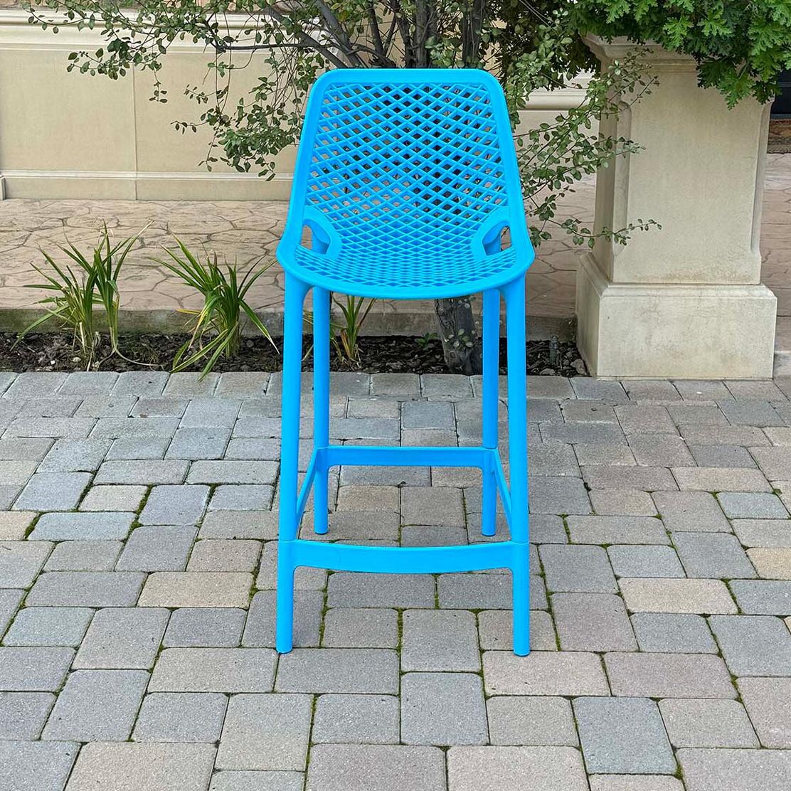 All Space Polyresin Counter Height Bar Stool Set of 4 in Santorini Blue By Darlee - Front View Chair - Lifestyle thumbnail