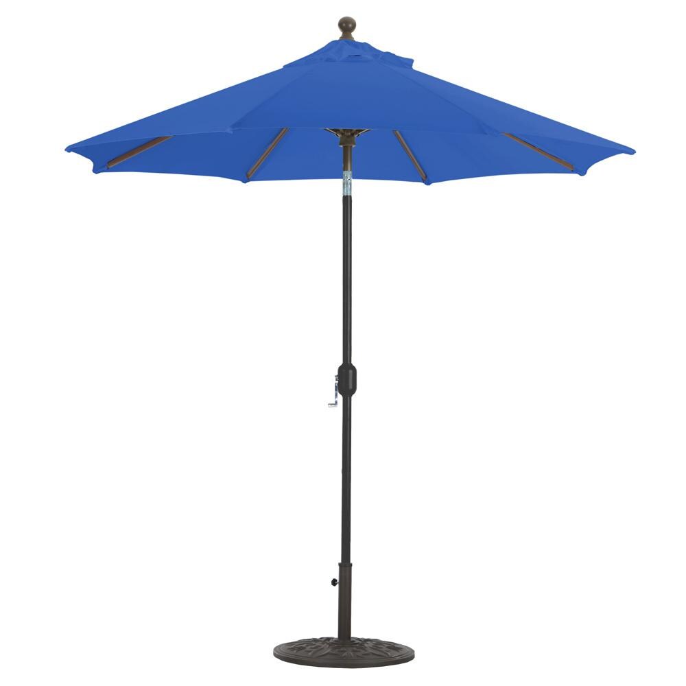 Galtech 7.5 Ft. Octagonal Aluminum Patio Umbrella W/ Crank Lift & Deluxe Auto Tilt - Black Frame W/ True Blue Sunbrella Fabric (Umbrella Base Not Included) thumbnail