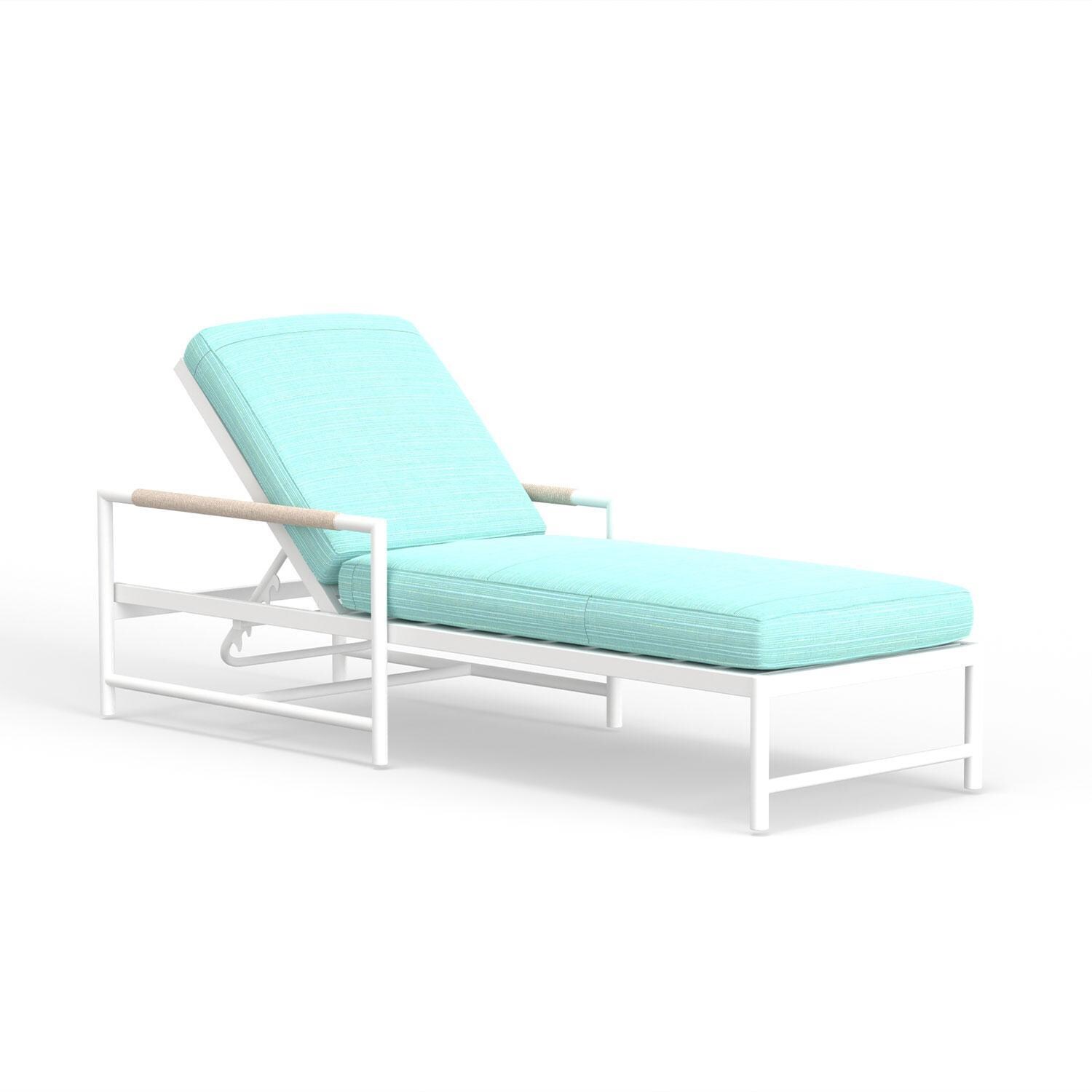 Sabbia Aluminum Chaise Lounge in Dupione Celeste w/ No Welt by Sunset West - Display - White Background thumbnail