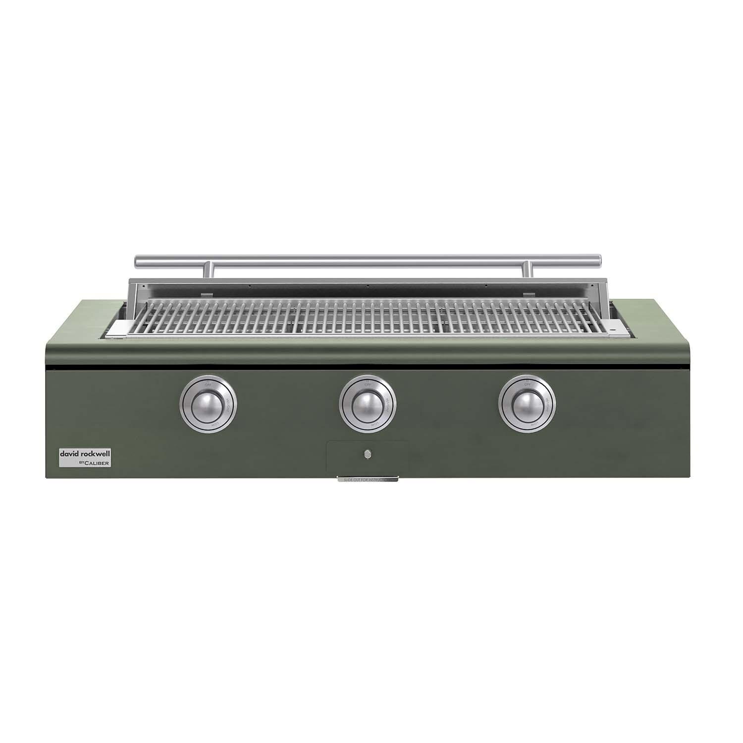 Caliber CRG-48BL00-A-238-H04 48-in Propane Built-In Rockwell Grill - Olive w/ Stainless Steel Hardware - White Background thumbnail