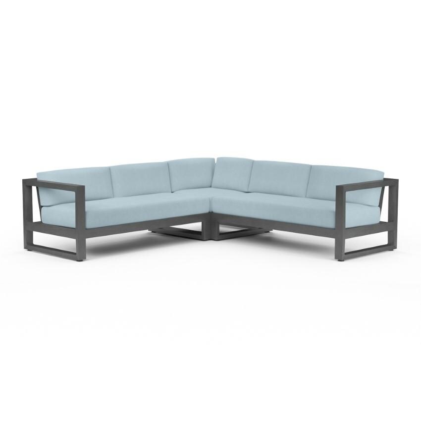 Redondo 5 Person Aluminum Sectional Sofa in Slate/Canvas Skyline by Sunset West