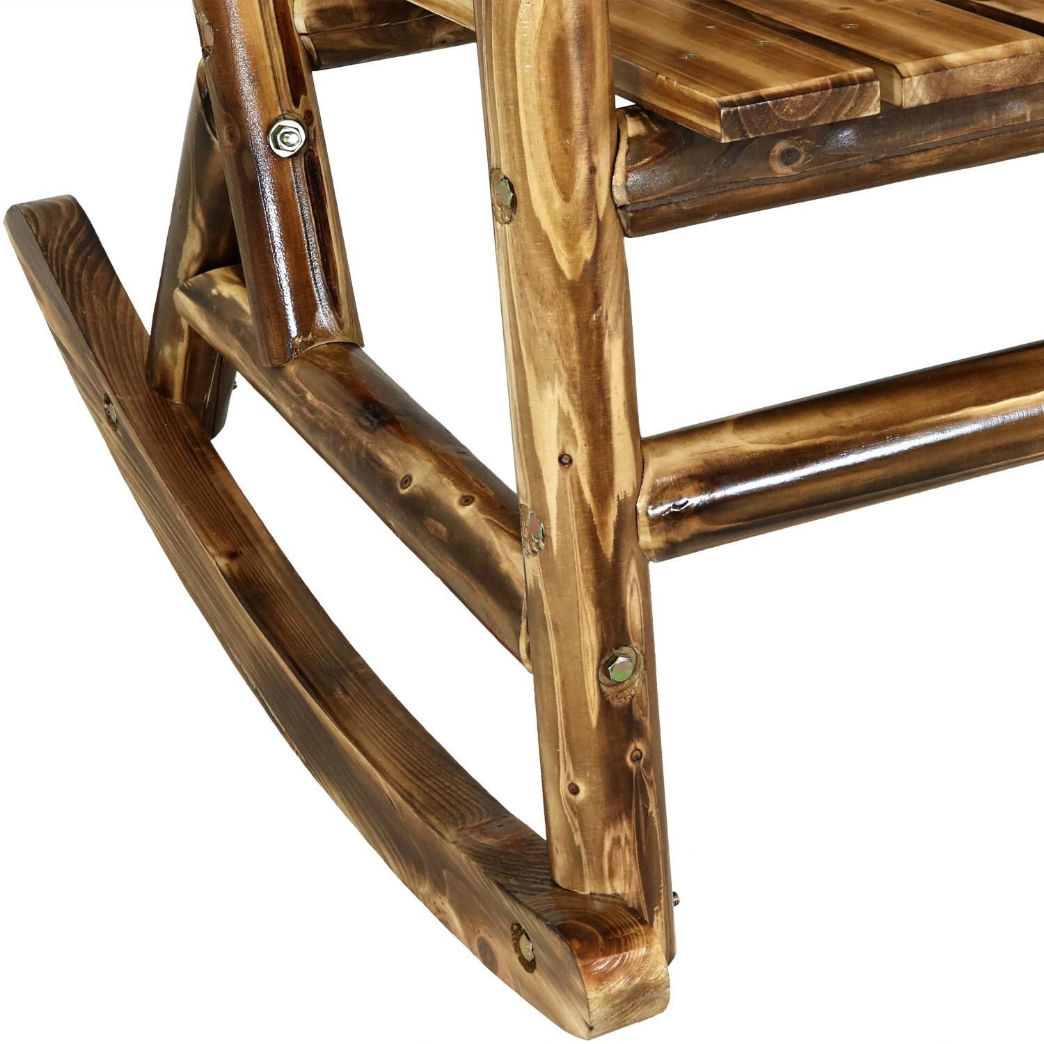 Ultimate Patio Rustic Fir Wood Log Cabin Rocking Loveseat - Rocker Leg thumbnail