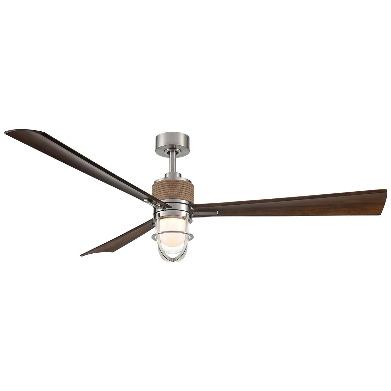 65-in Nauticus Fan in Brushed Nickel w/ Distressed Koa Blades by Minka-Aire - F768L-BNW/DK