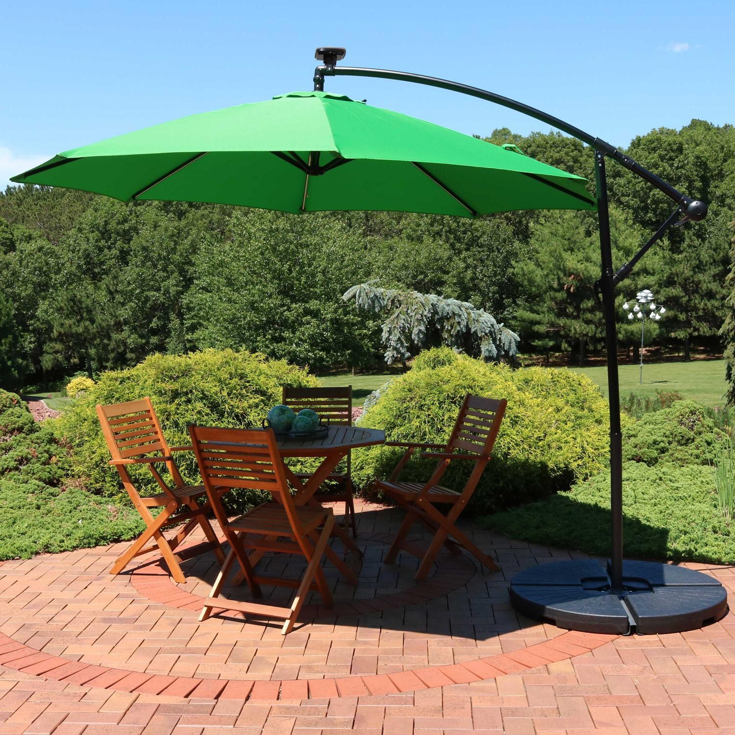 Ultimate Patio 10 Ft. Solar Lighted Patio Cantilever W/ Crank - Emerald thumbnail
