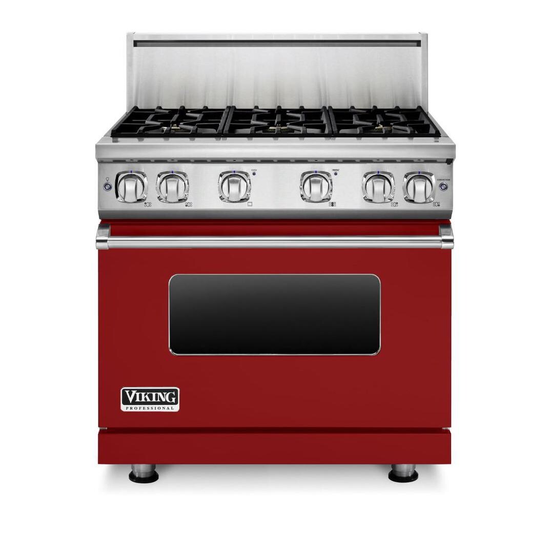 Viking Professional 7 Series 36-Inch 6-Burner Propane Gas Range - Apple Red - VGR73626BARLP