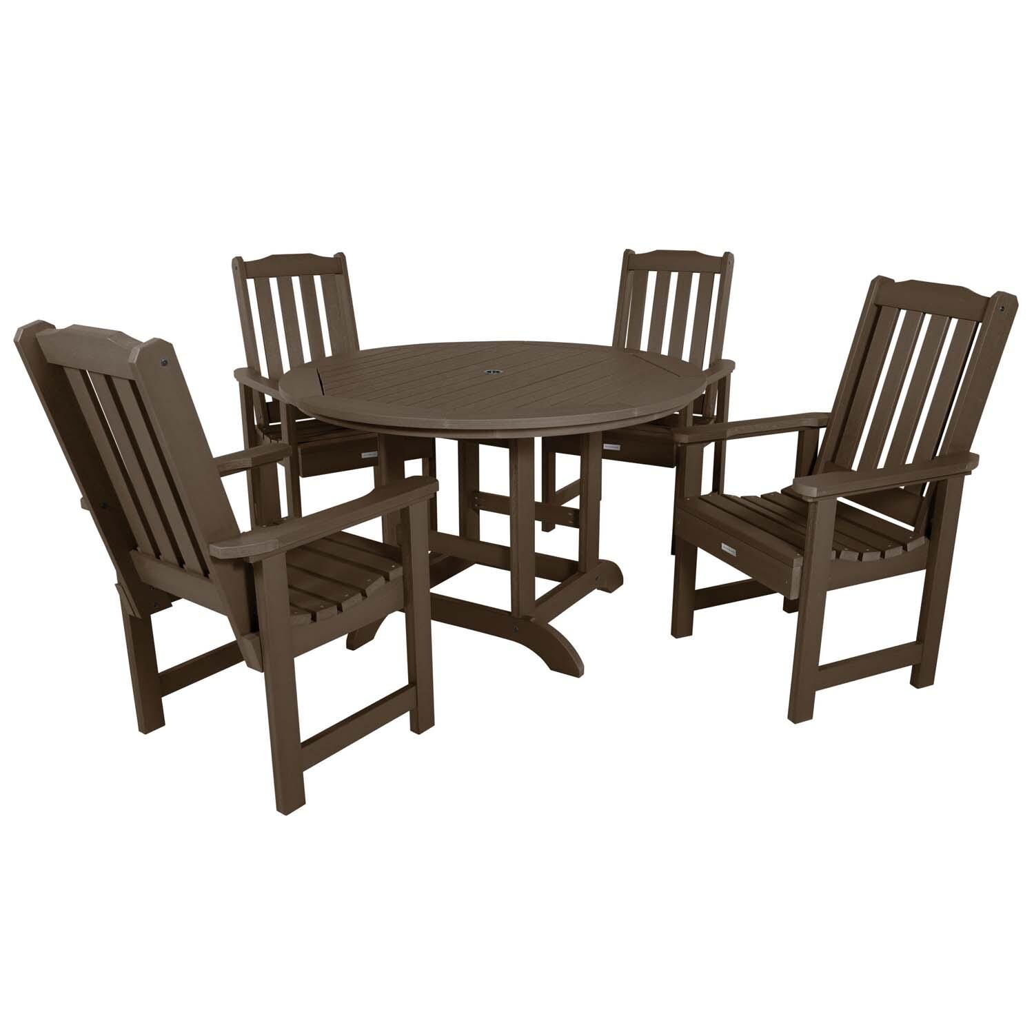 Hart Lane 5 Pc Set Recycled Plastic Dining Set In Weathered Acorn By Lakeview - White Background thumbnail