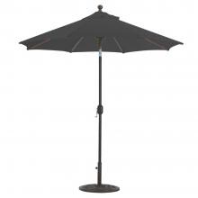 Galtech 7.5 Ft. Octagonal Aluminum Patio Market Umbrella W/ Crank Lift And Deluxe Auto Tilt - Black Frame W/ Sunbrella Canvas Black Canopy