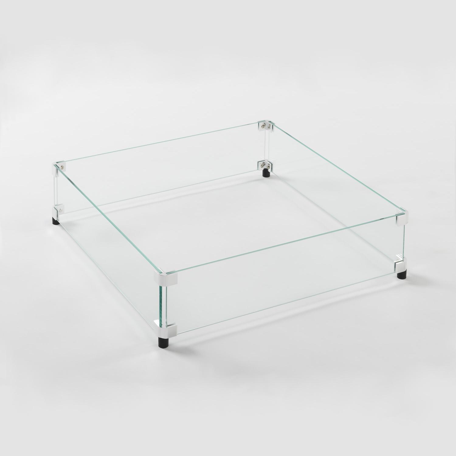 The Outdoor GreatRoom Company Wind Guard for 16-Inch Square Burners - Tempered Glass - GLASS GUARD-1616