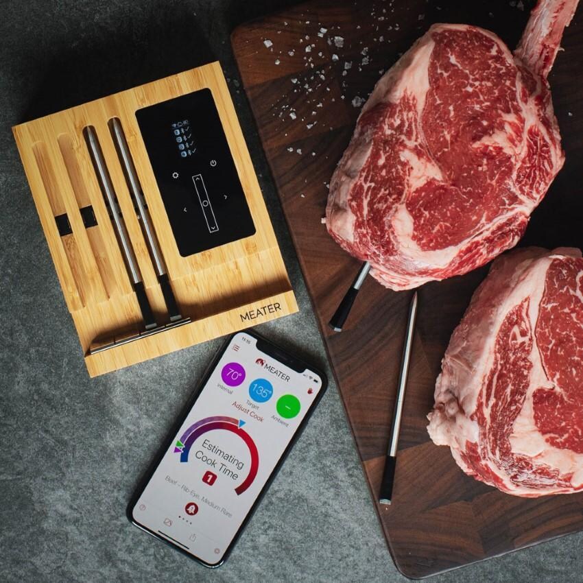 MEATER Block OSC-MT-MB01 WiFi Smart Meat Thermometer - Probe in Tomahawk Steak - Lifestyle thumbnail