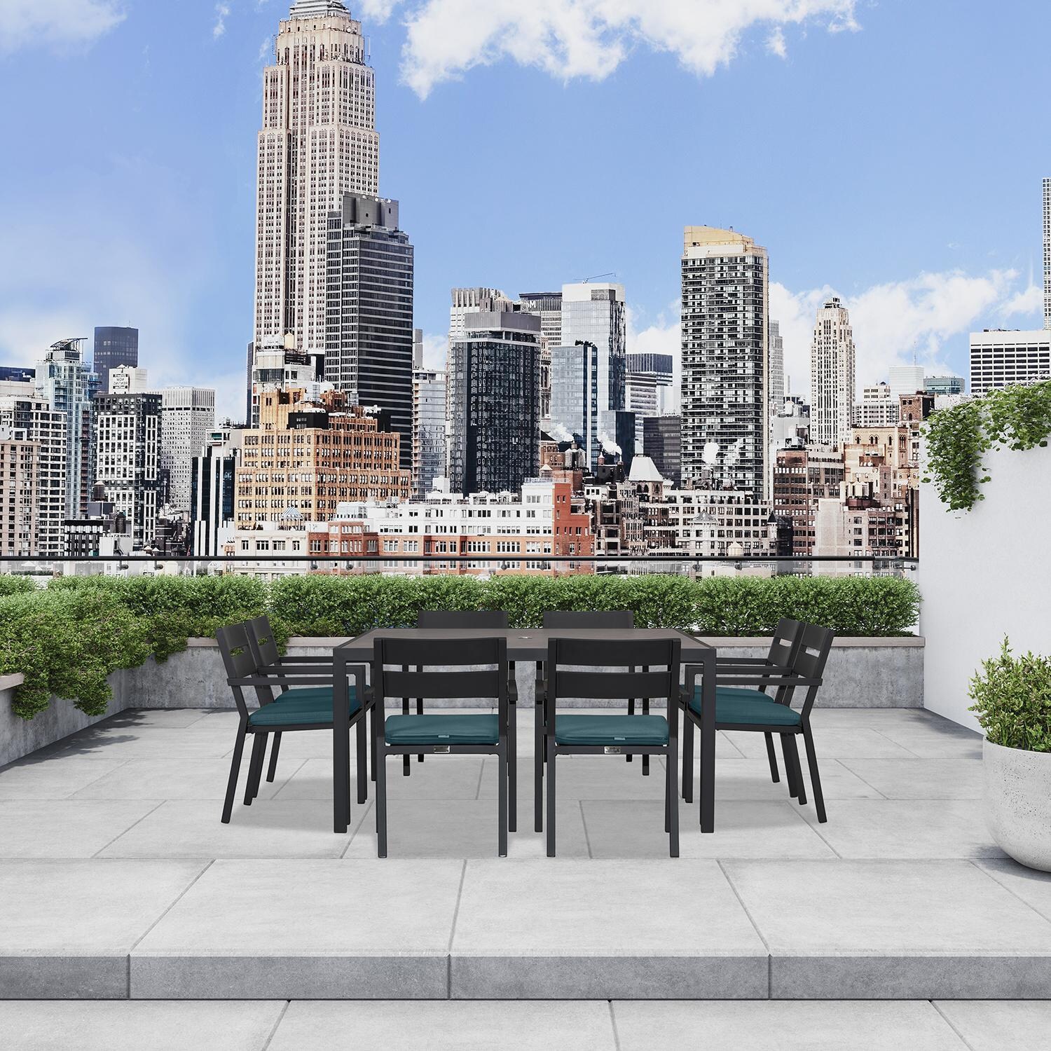 Calm Bay 9 Pc Square Dining Set in Black/Cast Lagoon by Lakeview - Lifestyle 2 thumbnail