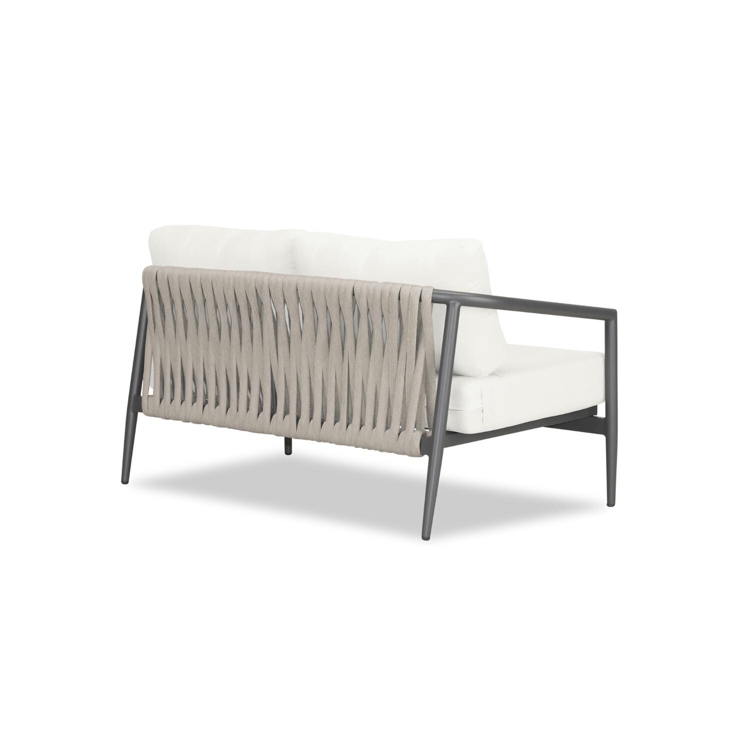 Lakeview Midnight Cove 2 Person Aluminum Loveseat in Slate/Pebble Gray/Canvas Natural - Back Right - White Background thumbnail