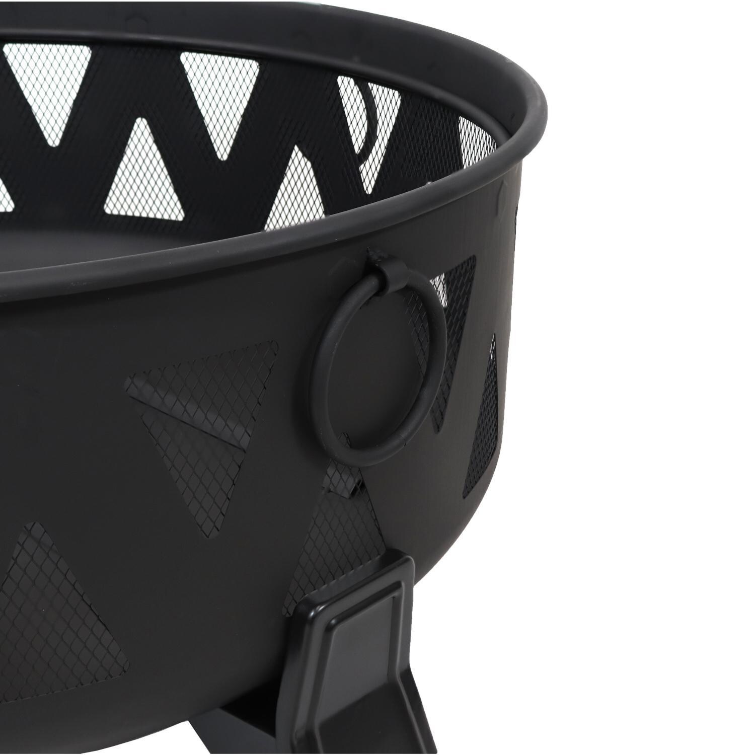 Ultimate Patio 34-Inch Steel Nordic-Inspired Wood Burning Fire Pit - Close-Up thumbnail