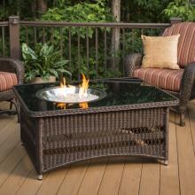 The Outdoor GreatRoom Company Naples 48-Inch Rectangular Propane Gas Fire Pit Table with 20-Inch Round Crystal Fire Burner - Brown - NAPLES-CT-B-K