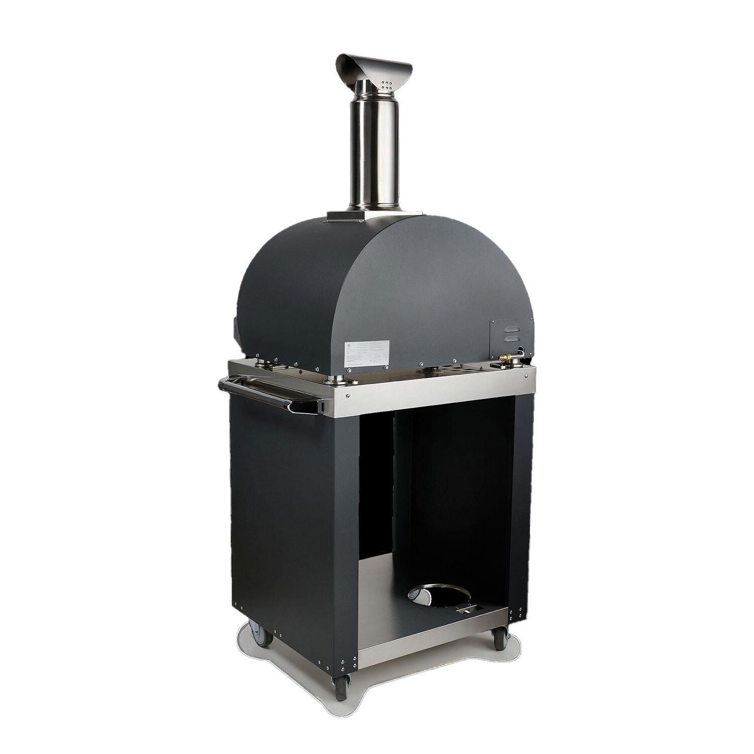 Coyote 30 Inch Freestanding Hybrid Natural Gas Pizza Oven - Matte Black - Rear View - White Background thumbnail