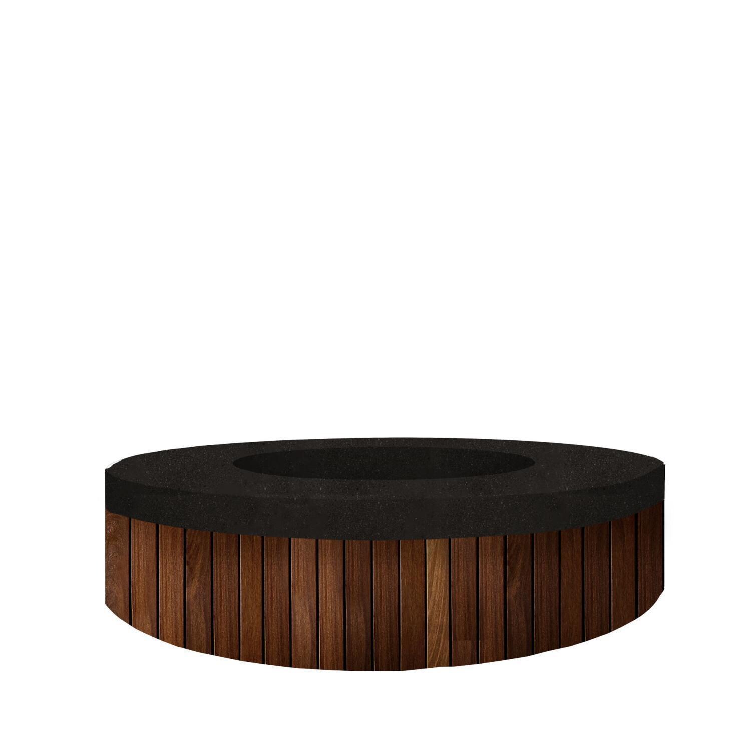 Hampton 48-in Round GFRC Propane Fire Pit in Ebony by Prism Hardscapes