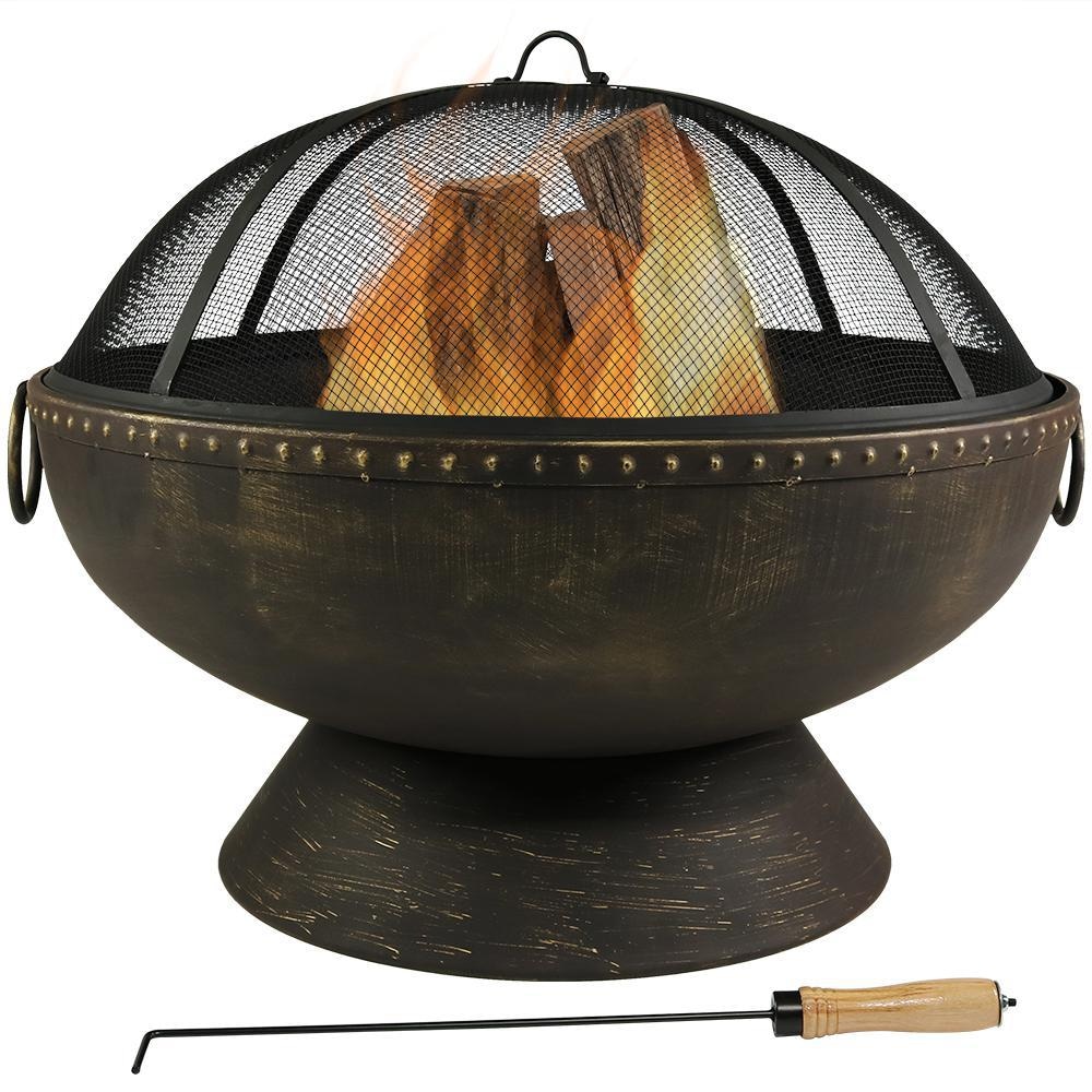 Ultimate Patio 30-Inch Steel Wood Burning Fire Pit - In Use
