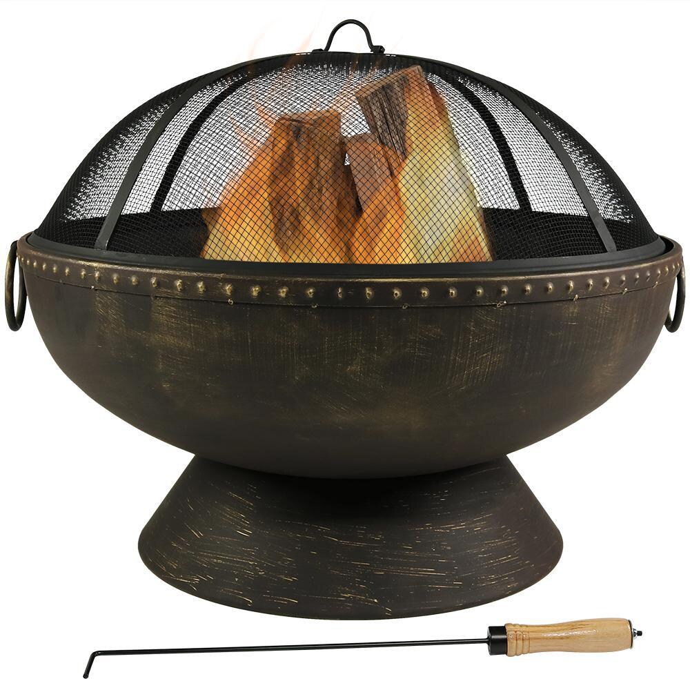 Ultimate Patio 30-Inch Steel Wood Burning Fire Pit - In Use