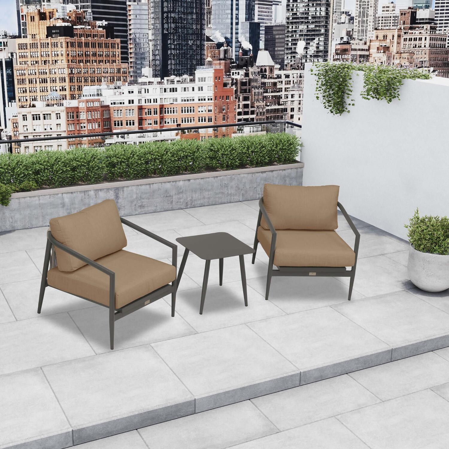 Lakeview Midnight Cove 3 Pc Aluminum Club Chair Seating Set in Slate/Pebble Gray/Heather Beige - Top - Lifestyle thumbnail