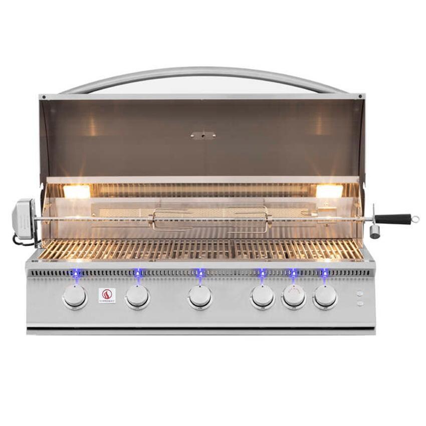Summerset SIZPRO40-NG Sizzler Pro 40-Inch 5-Burner Natural Gas Grill W/ Rear Infrared Burner - Open thumbnail