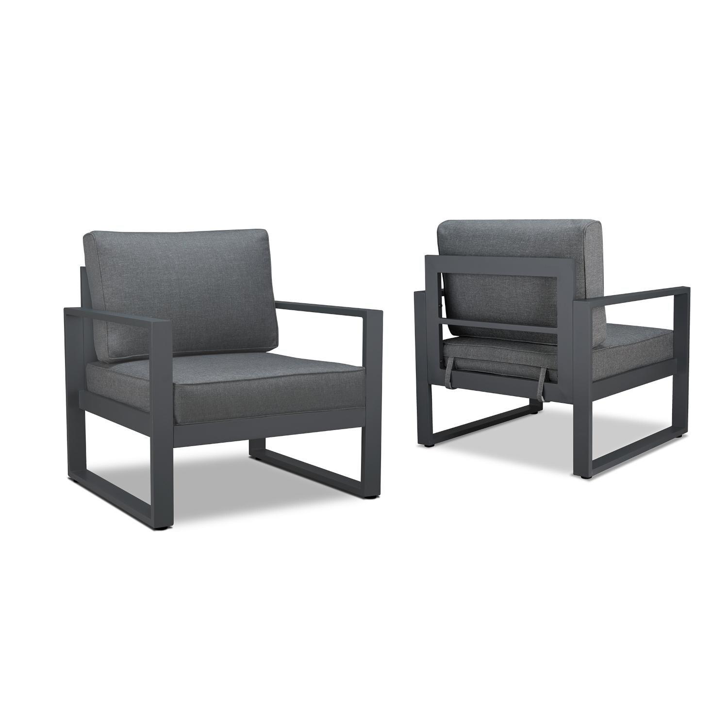 Lakeview Villa Flora Gray W/ Gray Cushions 2 Piece Aluminum Chair Set - Full View thumbnail