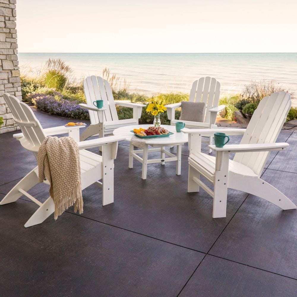POLYWOOD Vineyard 5 Pc Recycled Plastic Oversized Adirondack Seating Set in White by - PWS400-1-WH