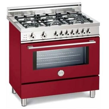 Bertazzoni Ranges 36 Inch Natural Gas 4.0 Cu. Ft. Dual Fuel Burgundy Range X366PIRVI - Professional Series